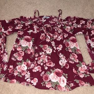 marron blouse with flowers